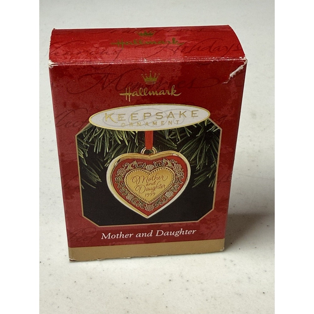 Mother and Daughter Hallmark Ornament 1999, Heart Locket, Metal Vintage